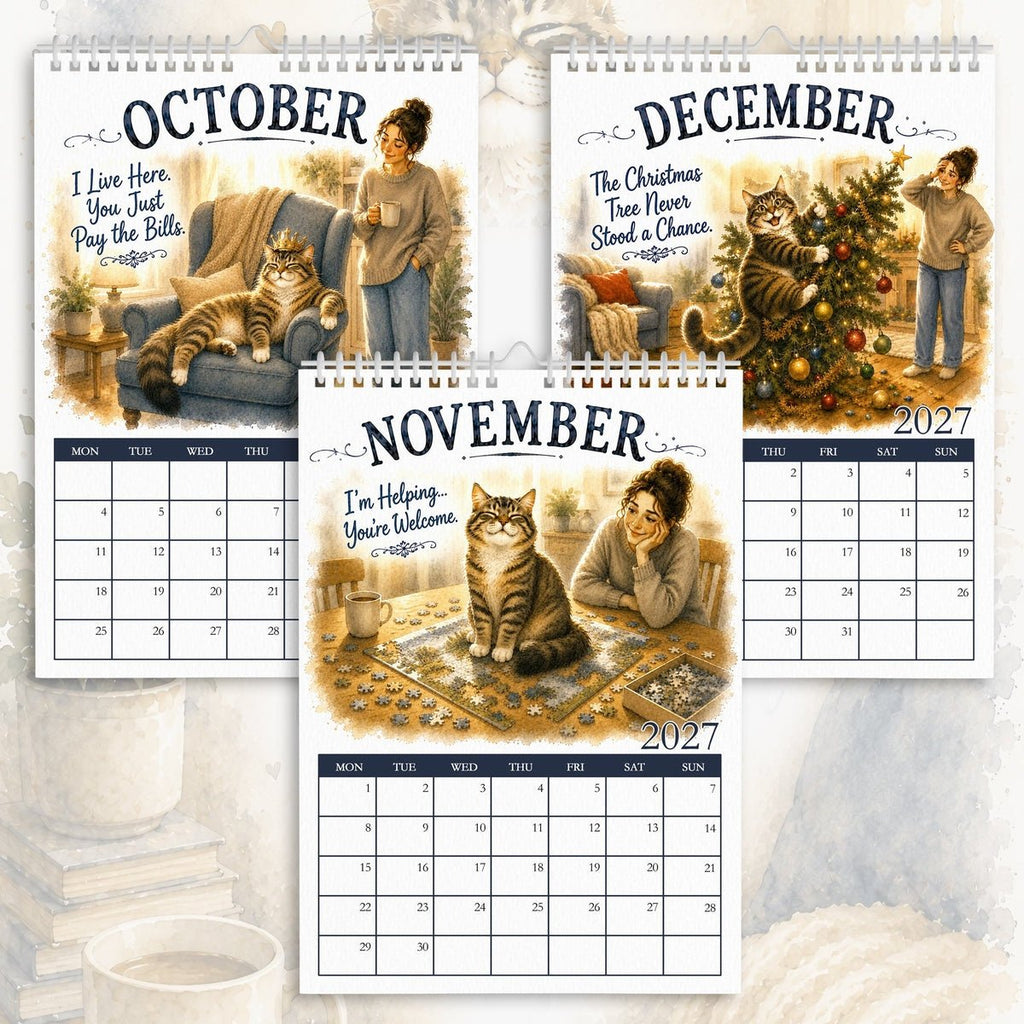 2027 Cat Calendar – “Things I Need You to Know” | Cute Illustrated Cat Lover Gift
