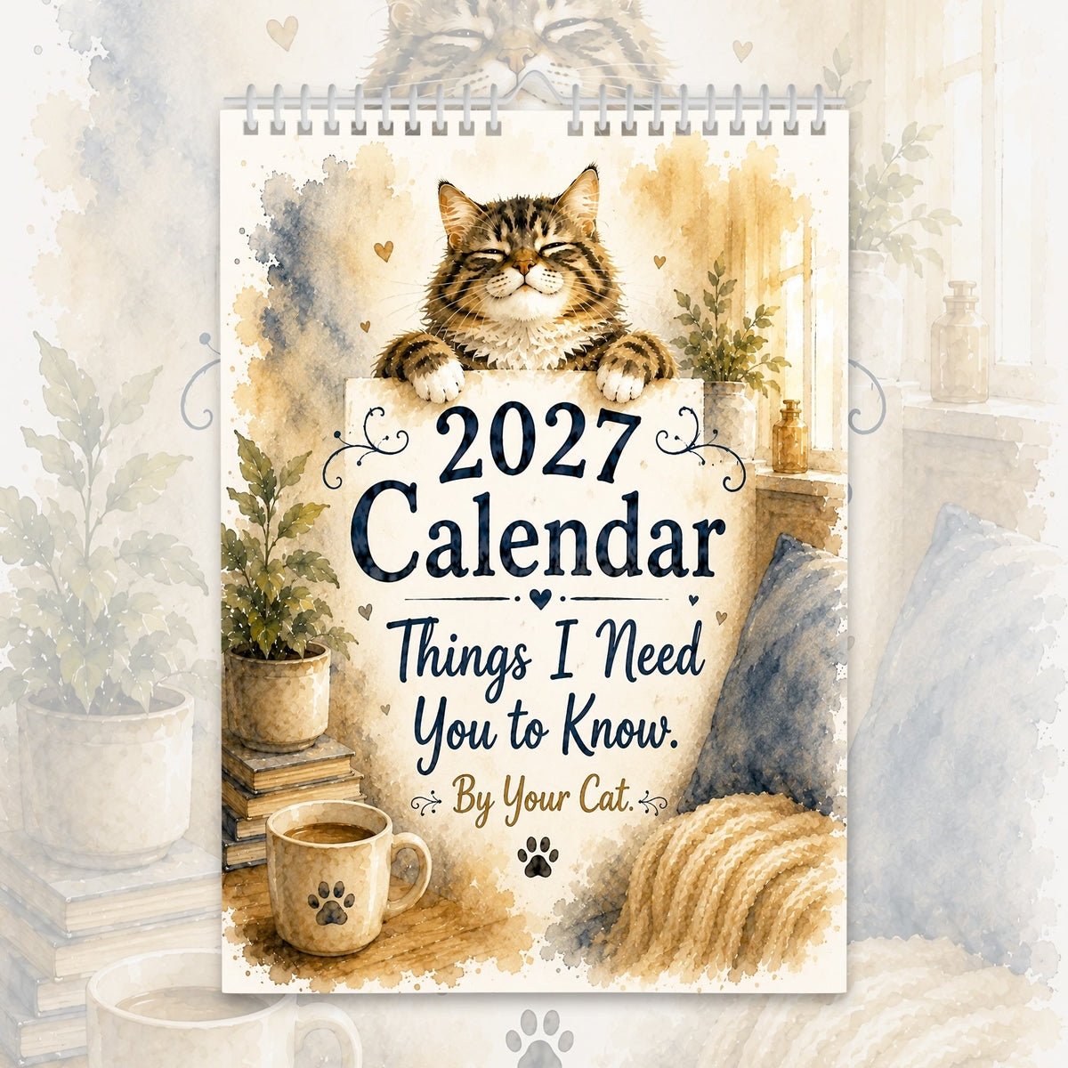 2027 Cat Calendar – “Things I Need You to Know” | Cute Illustrated Cat Lover Gift