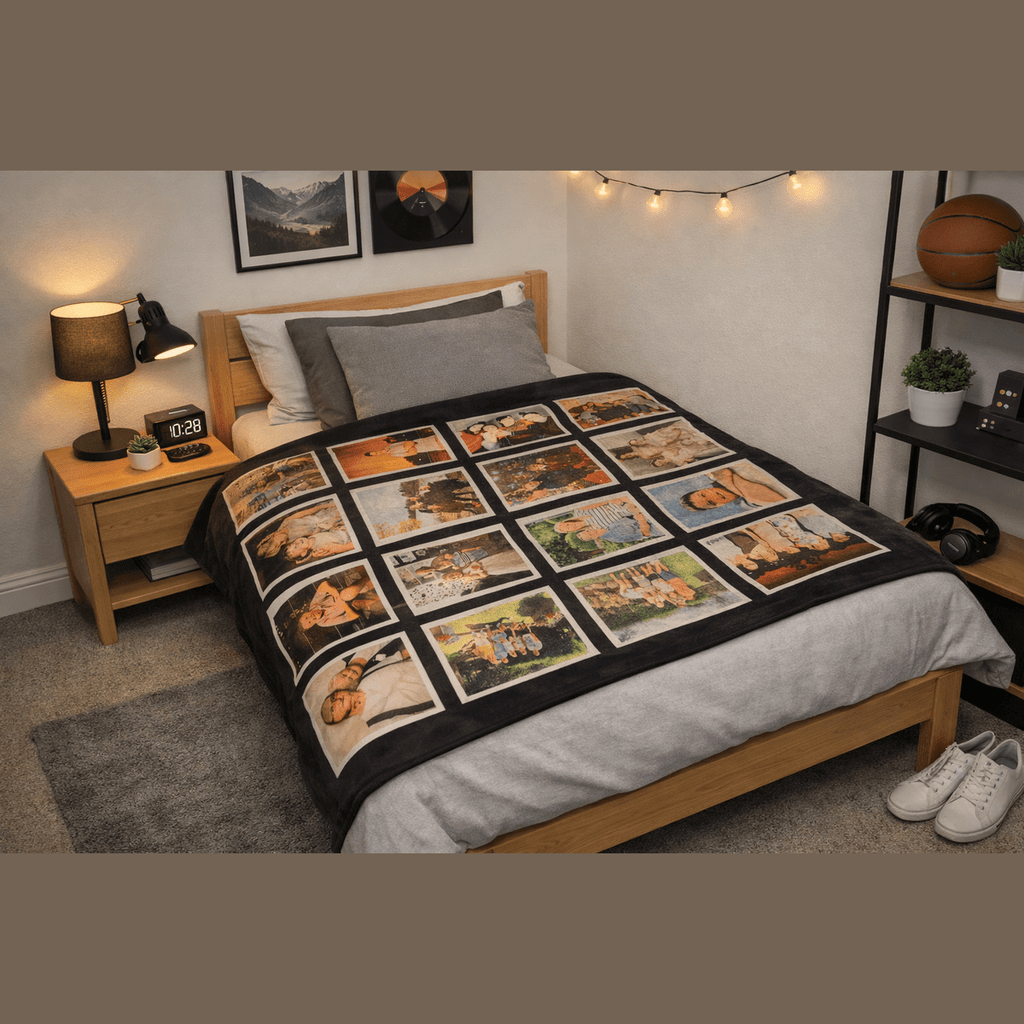 Wrap your favourite memories around you with a beautifully personalised 20‑panel photo blanket. Soft, cosy, and perfect for gifting — handmade with love in Hull.