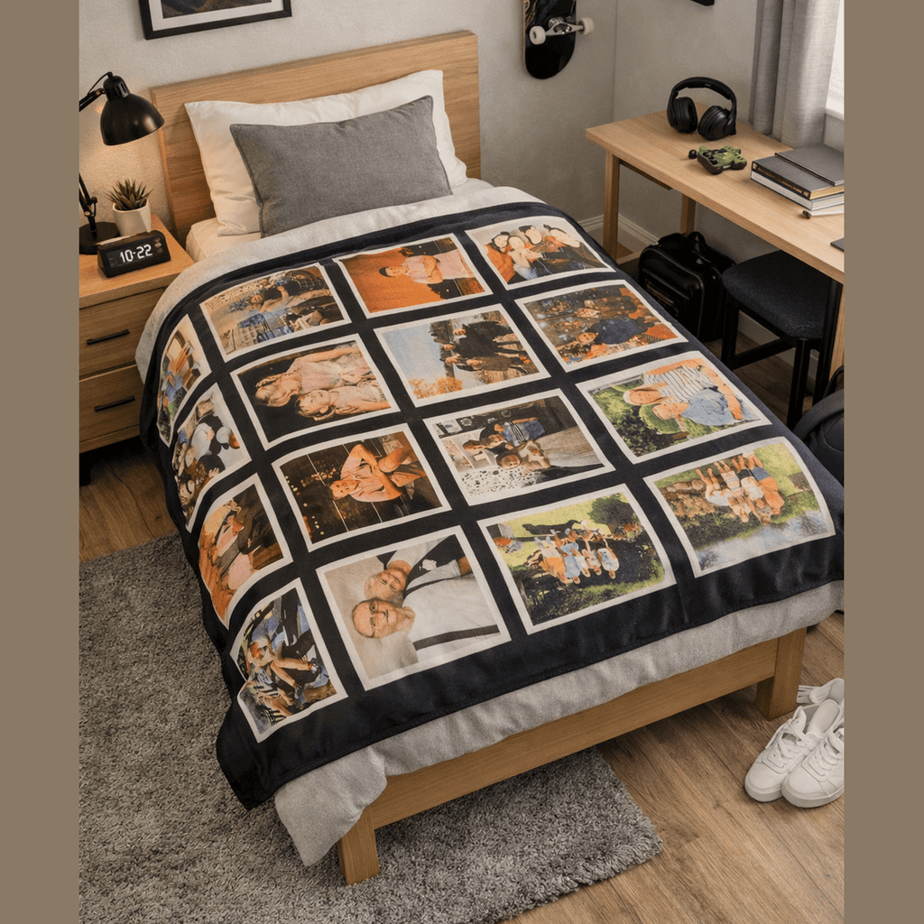 Wrap your favourite memories around you with a beautifully personalised 20‑panel photo blanket. Soft, cosy, and perfect for gifting — handmade with love in Hull.