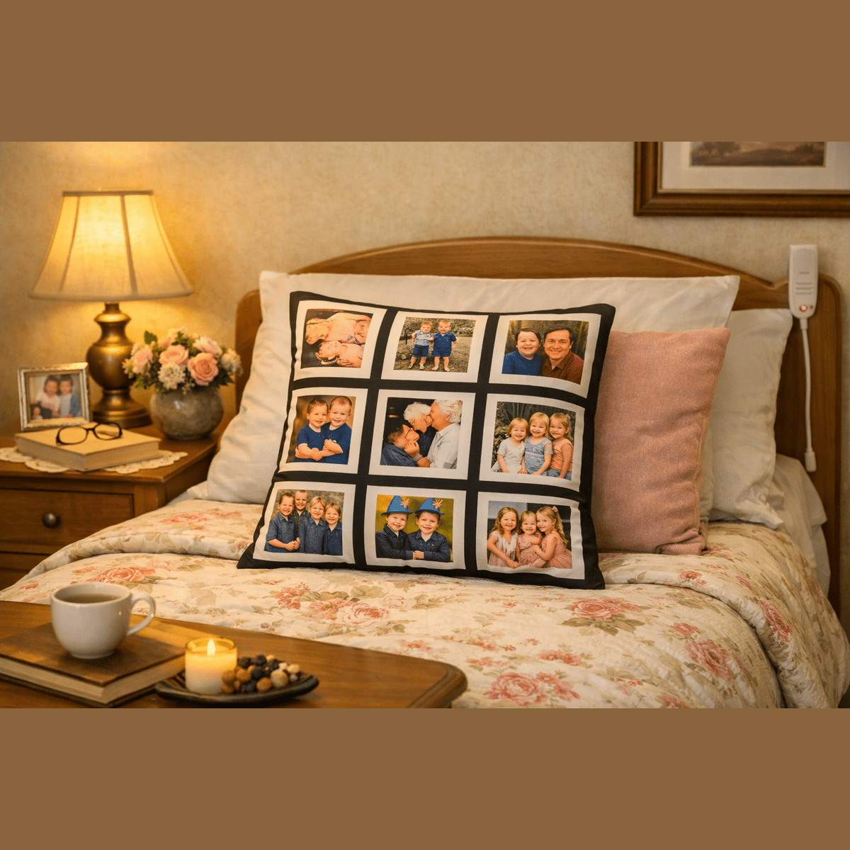 Personalised 9-Panel Photo Cushion – Custom Memory Gift, Handmade in Hull