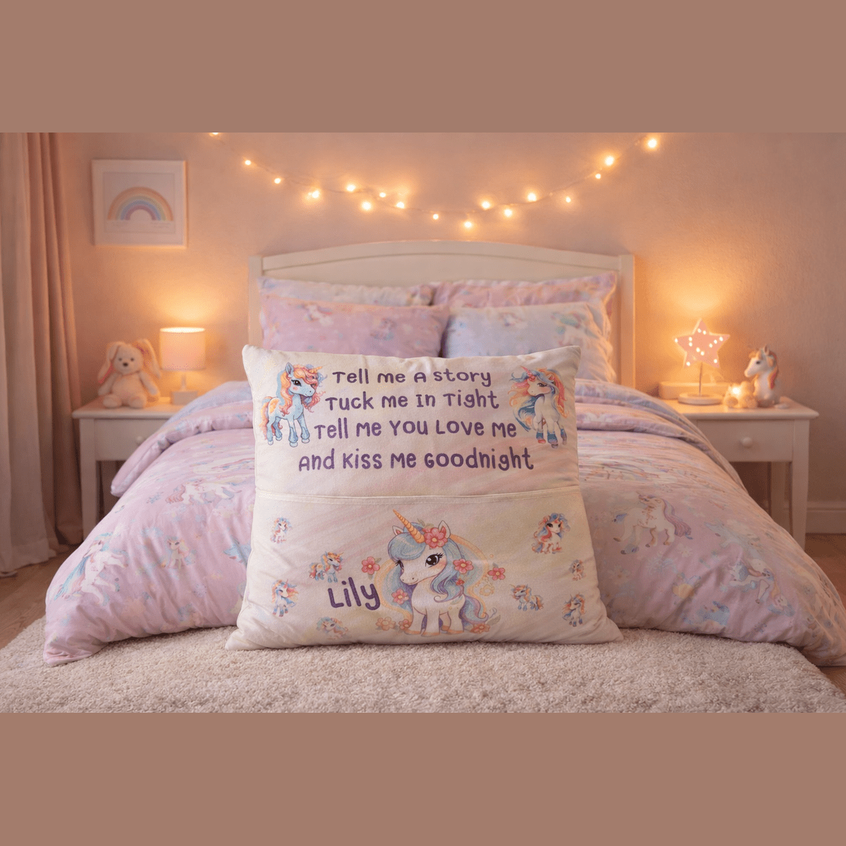 Personalised Book Cushion with Pocket – Children’s Reading Gift, Any Name & Design