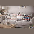 A beautifully soft white personalised cushion, perfect for adding a cosy touch to any room. Add any name, message, photo or design to create a unique keepsake.