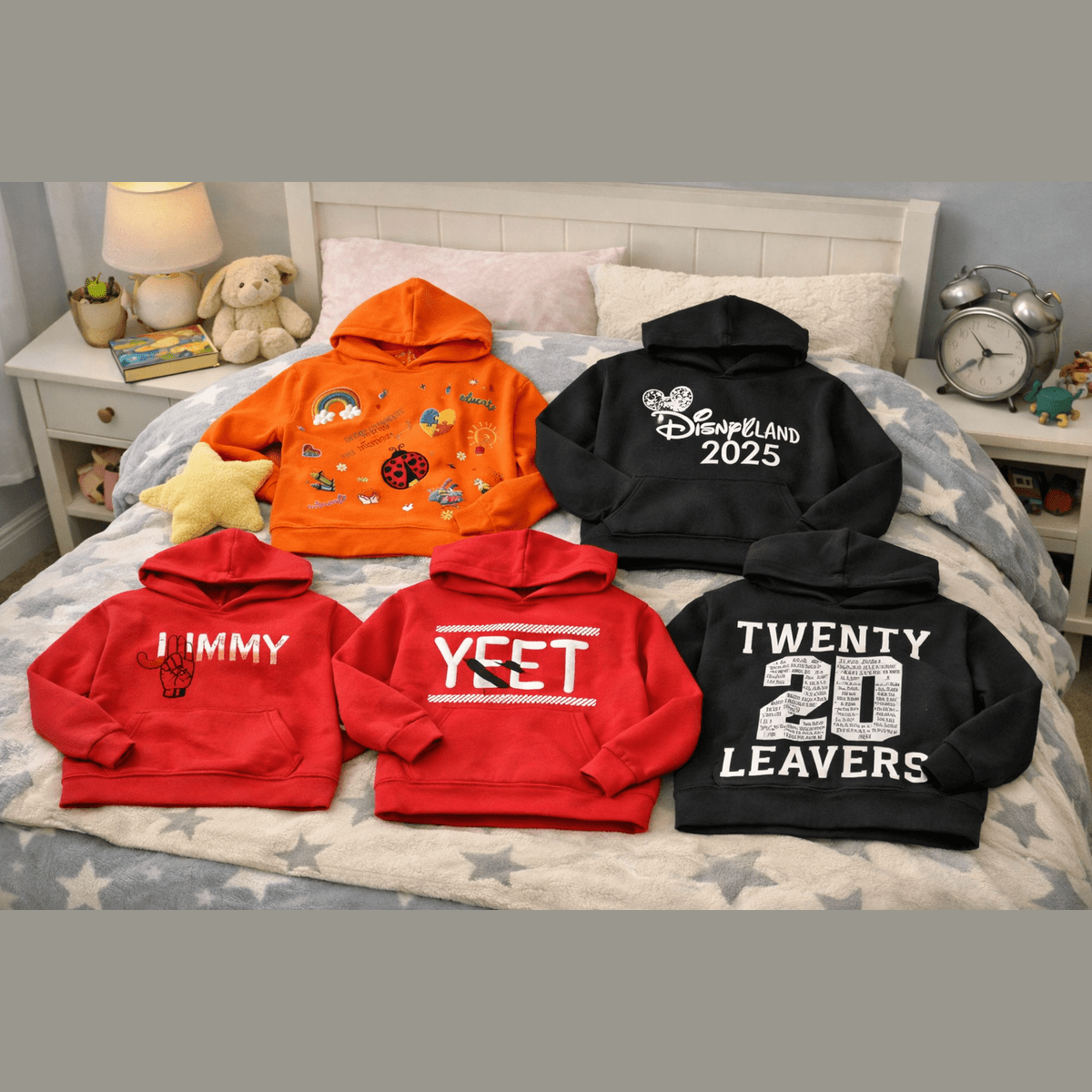 Create a cosy personalised hoodie your little one will love. Add any name, character, theme or design — perfect for birthdays, school, clubs, or everyday comfort.
