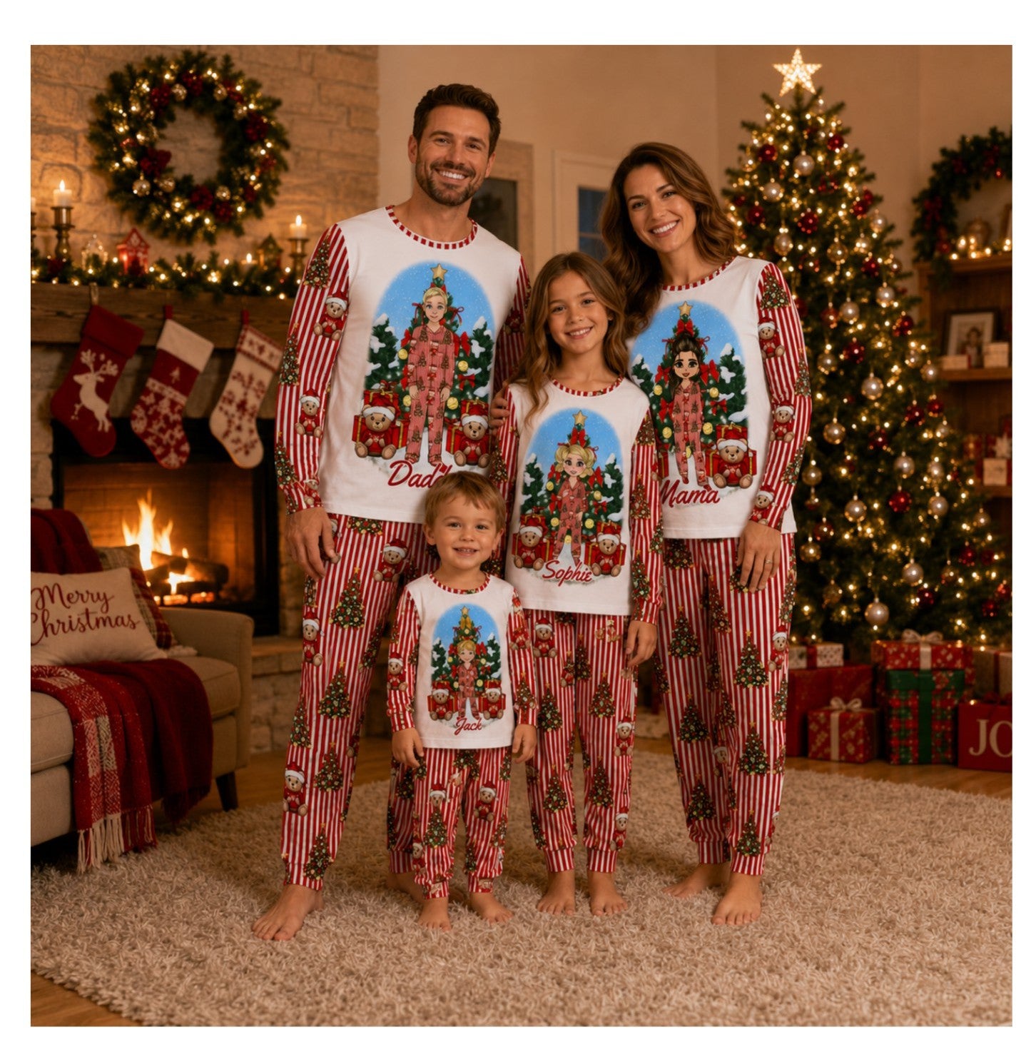 Personalised Christmas Pyjamas – Custom Wording or Full All‑Over Print